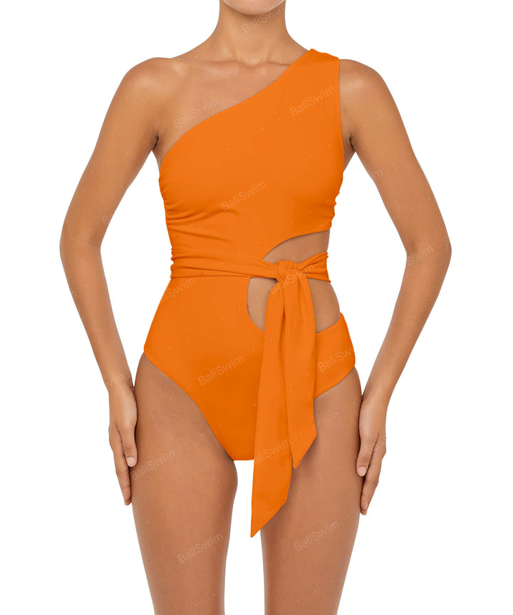 BSWS-S55 Asymmetrical Side Cutout Wrap Around One Piece