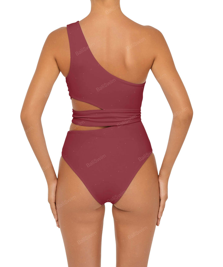 BSWS-S55 Asymmetrical Side Cutout Wrap Around One Piece