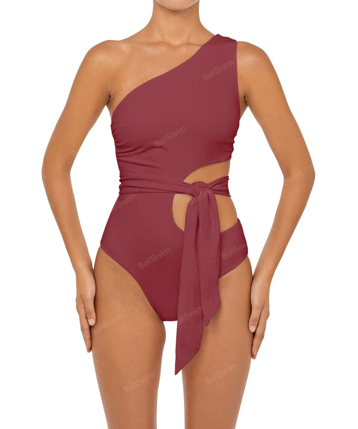 BSWS-S55 Asymmetrical Side Cutout Wrap Around One Piece