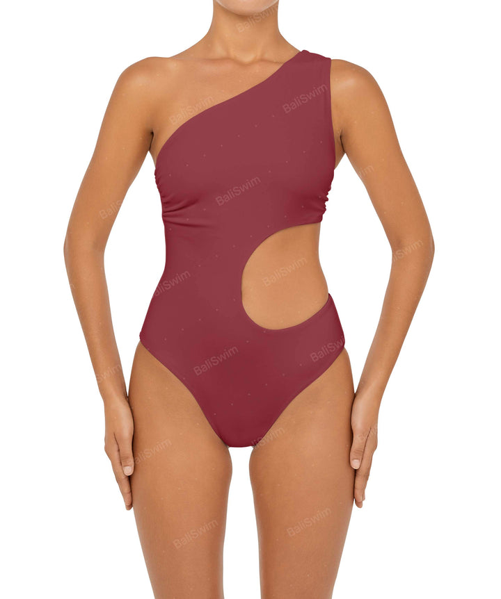 BSWS-S55 Asymmetrical Side Cutout Wrap Around One Piece