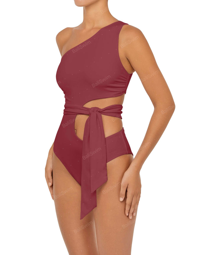 BSWS-S55 Asymmetrical Side Cutout Wrap Around One Piece