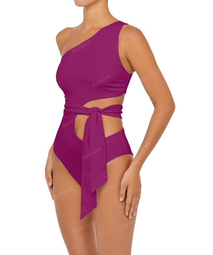 BSWS-S55 Asymmetrical Side Cutout Wrap Around One Piece
