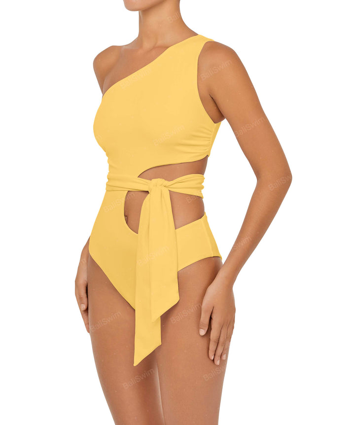 BSWS-S55 Asymmetrical Side Cutout Wrap Around One Piece