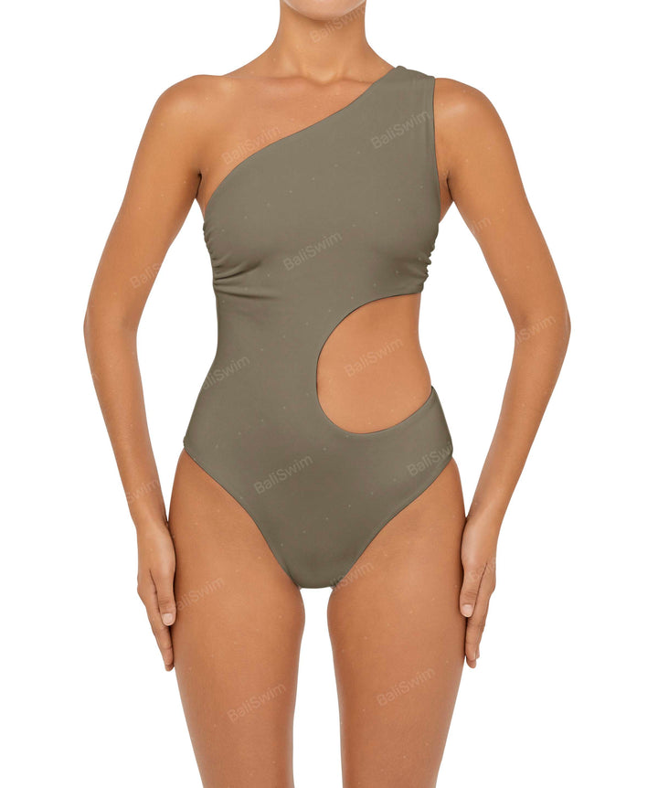 BSWS-S55 Asymmetrical Side Cutout Wrap Around One Piece
