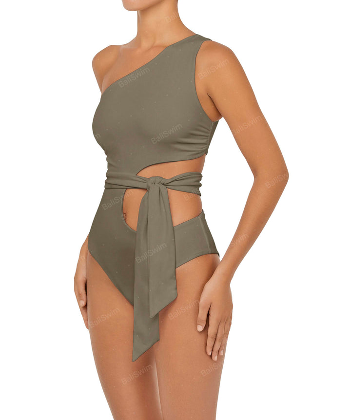 BSWS-S55 Asymmetrical Side Cutout Wrap Around One Piece