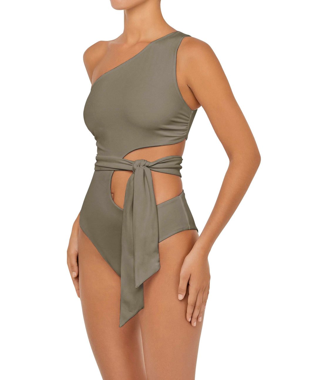 BSWS-S55 Asymmetrical Side Cutout Wrap Around One Piece