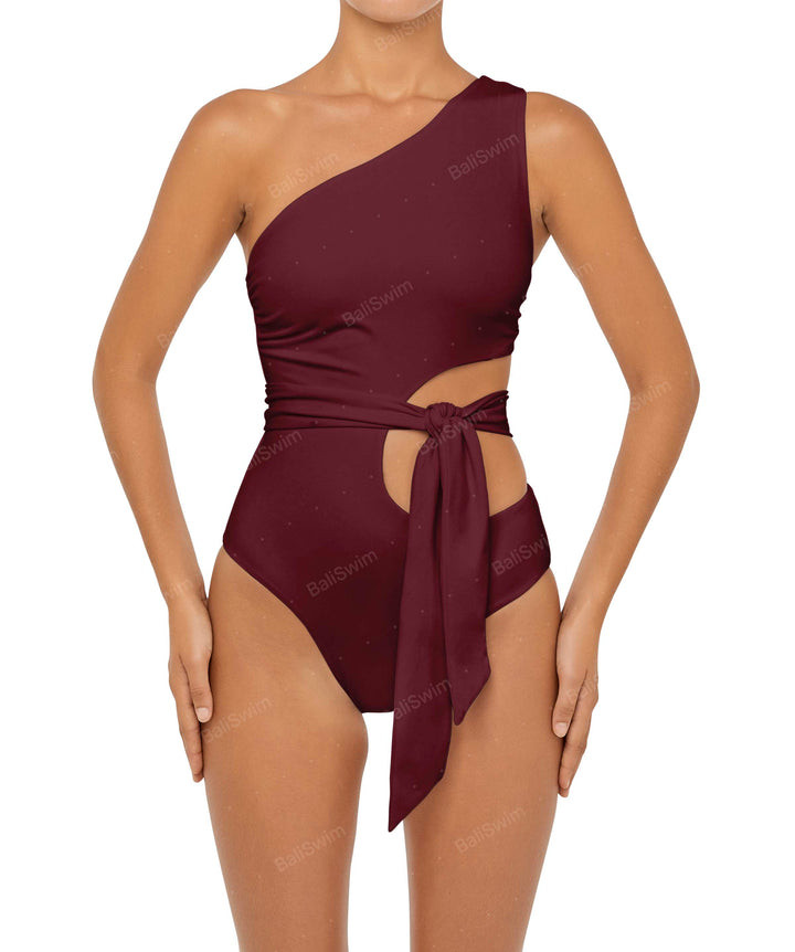 BSWS-S55 Asymmetrical Side Cutout Wrap Around One Piece