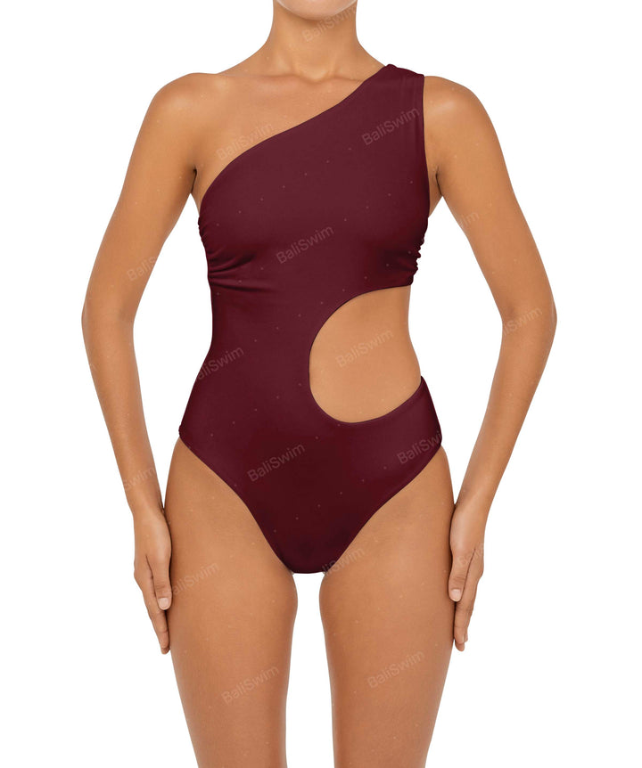 BSWS-S55 Asymmetrical Side Cutout Wrap Around One Piece