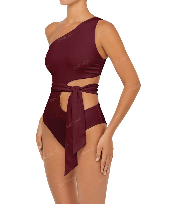BSWS-S55 Asymmetrical Side Cutout Wrap Around One Piece