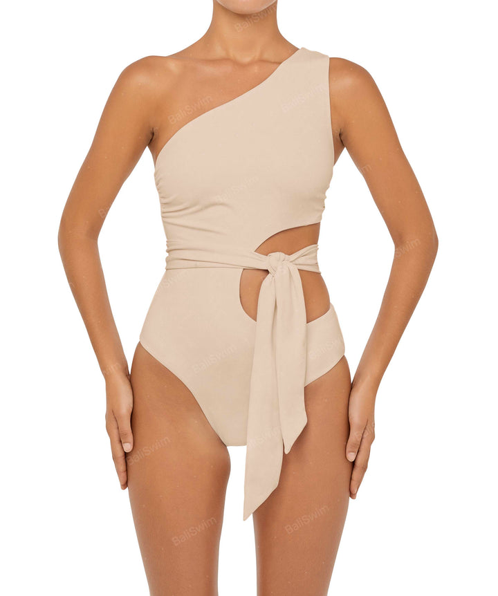BSWS-S55 Asymmetrical Side Cutout Wrap Around One Piece