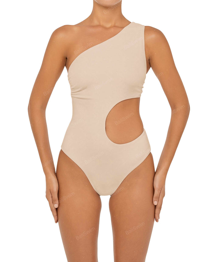 BSWS-S55 Asymmetrical Side Cutout Wrap Around One Piece
