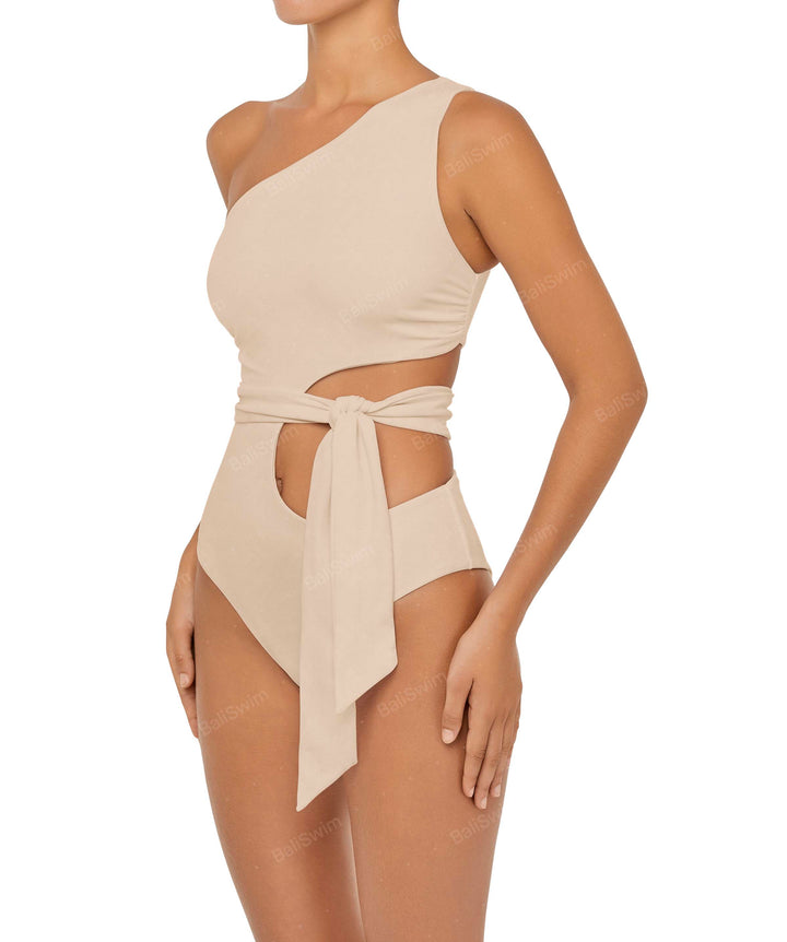BSWS-S55 Asymmetrical Side Cutout Wrap Around One Piece