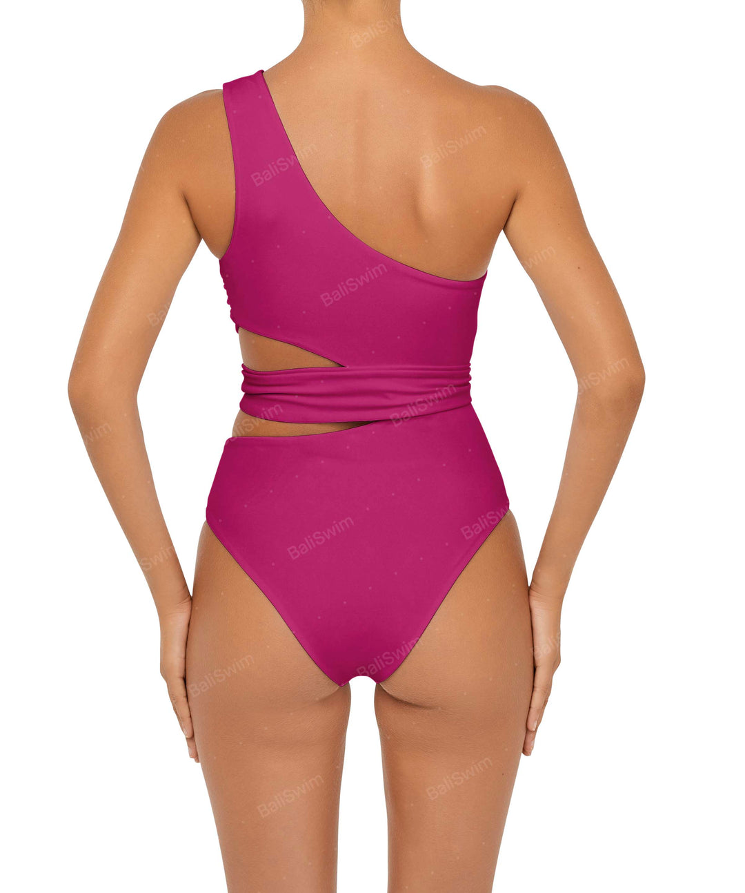 BSWS-S55 Asymmetrical Side Cutout Wrap Around One Piece