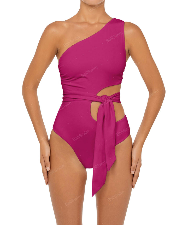 BSWS-S55 Asymmetrical Side Cutout Wrap Around One Piece