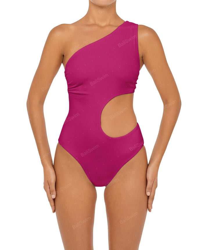 BSWS-S55 Asymmetrical Side Cutout Wrap Around One Piece