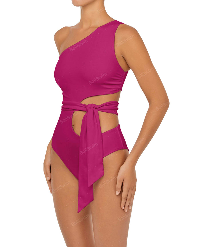 BSWS-S55 Asymmetrical Side Cutout Wrap Around One Piece