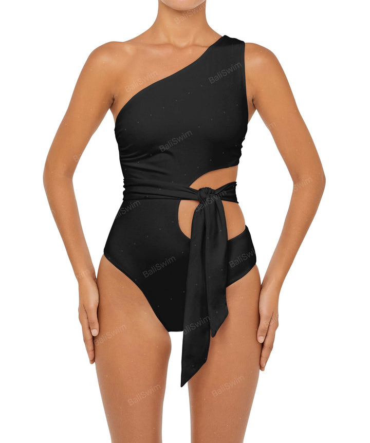 BSWS-S55 Asymmetrical Side Cutout Wrap Around One Piece
