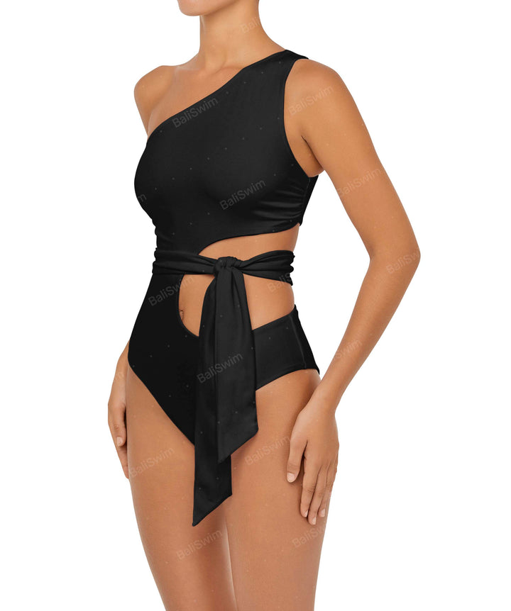 BSWS-S55 Asymmetrical Side Cutout Wrap Around One Piece