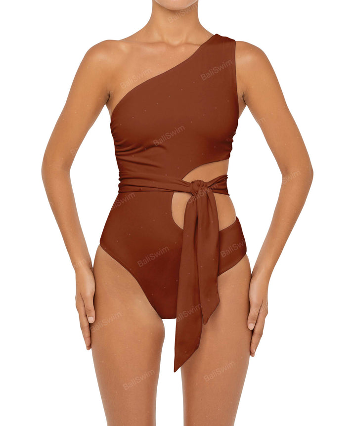 BSWS-S55 Asymmetrical Side Cutout Wrap Around One Piece