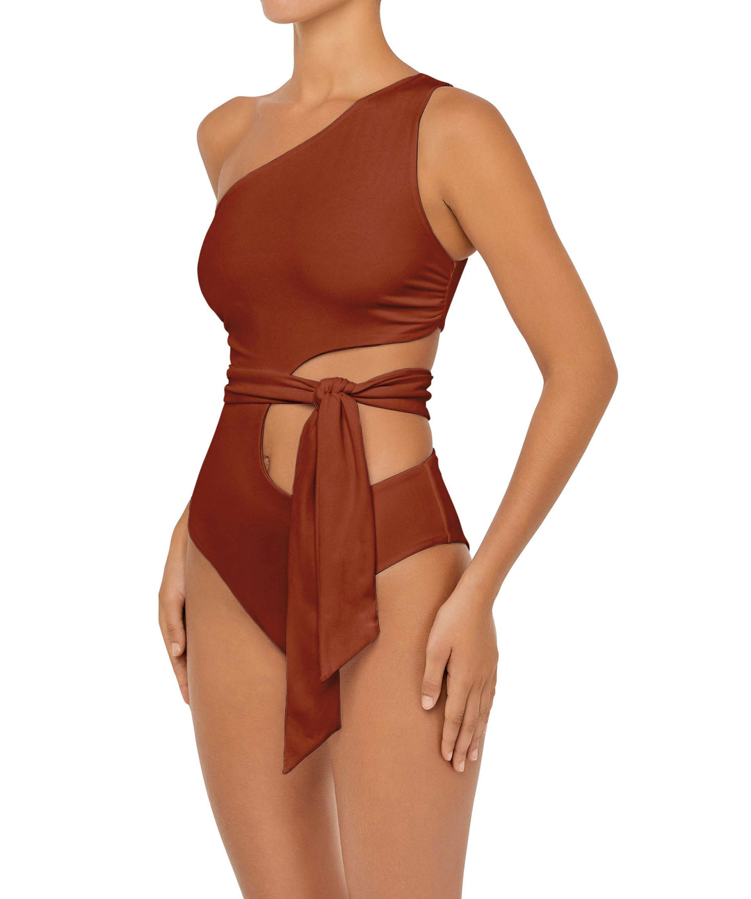 BSWS-S55 Asymmetrical Side Cutout Wrap Around One Piece