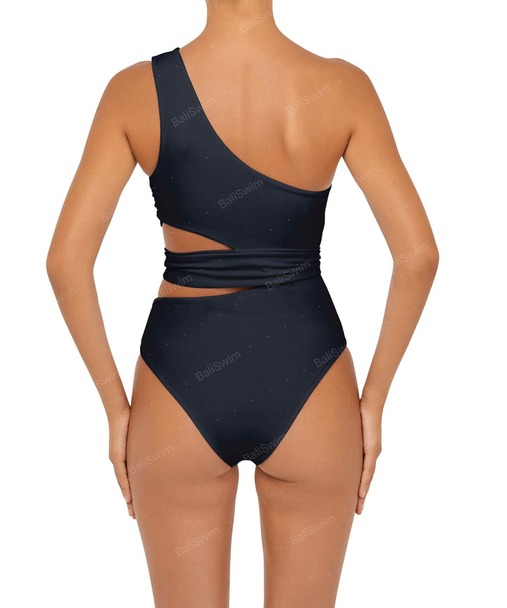 BSWS-S55 Asymmetrical Side Cutout Wrap Around One Piece