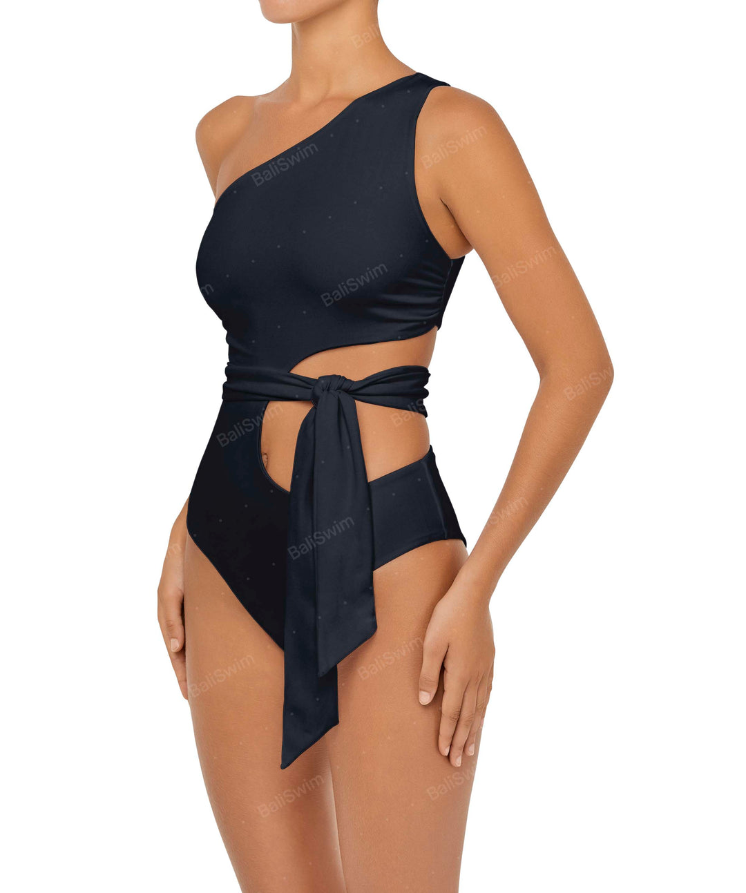 BSWS-S55 Asymmetrical Side Cutout Wrap Around One Piece