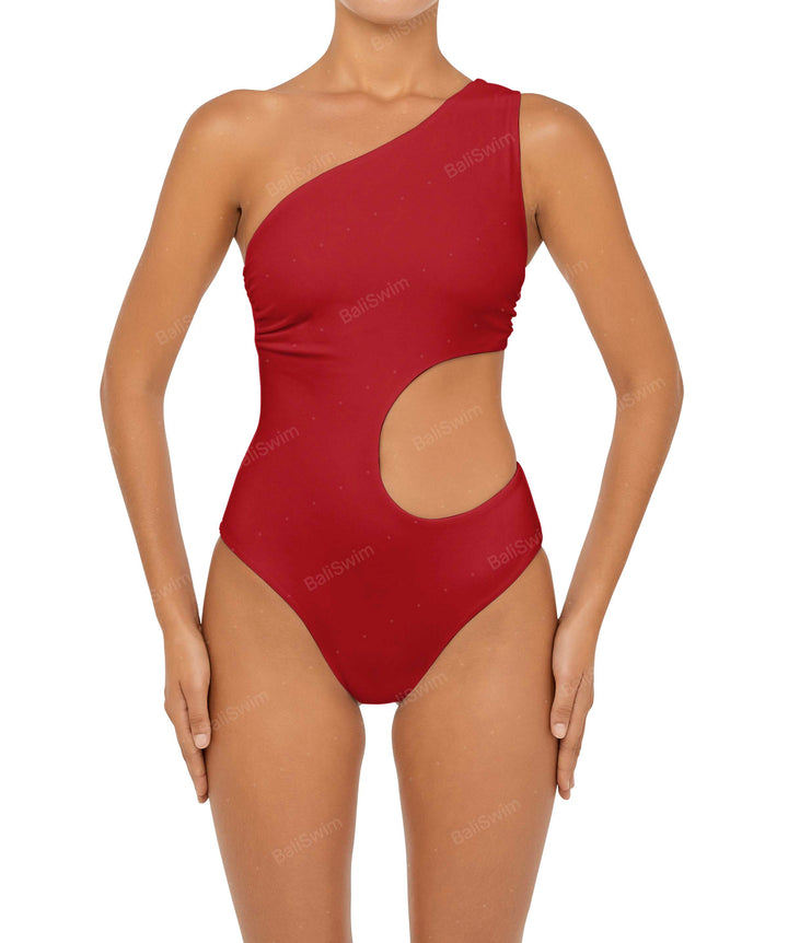 BSWS-S55 Asymmetrical Side Cutout Wrap Around One Piece