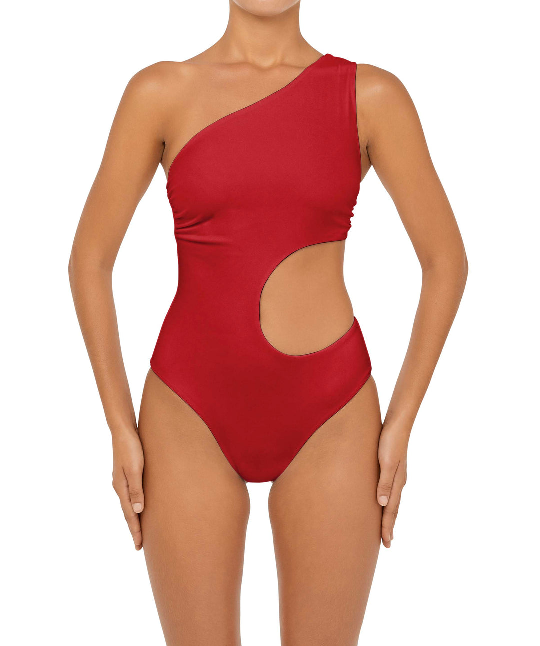 BSWS-S55 Asymmetrical Side Cutout Wrap Around One Piece