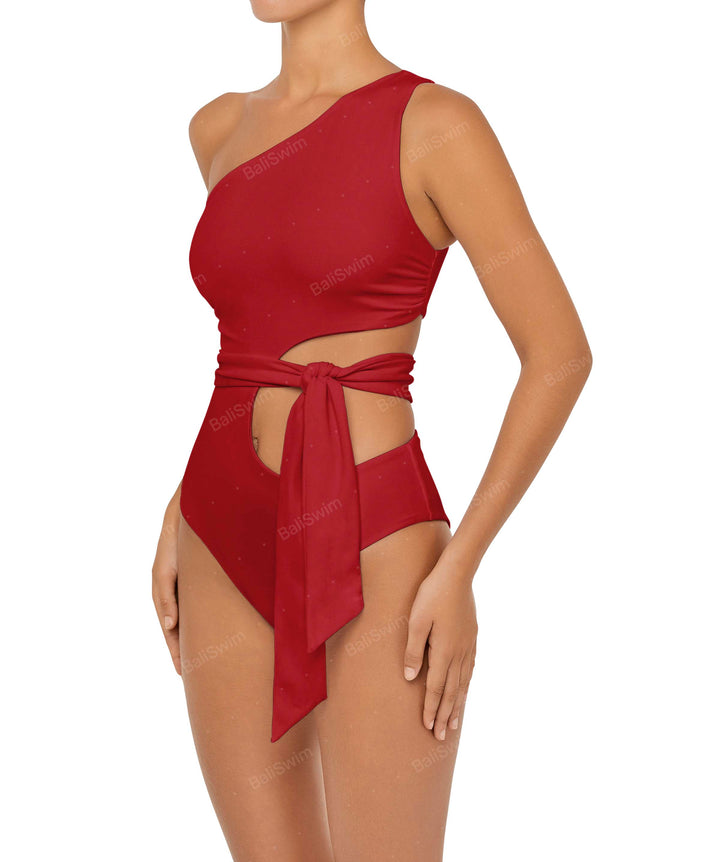 BSWS-S55 Asymmetrical Side Cutout Wrap Around One Piece