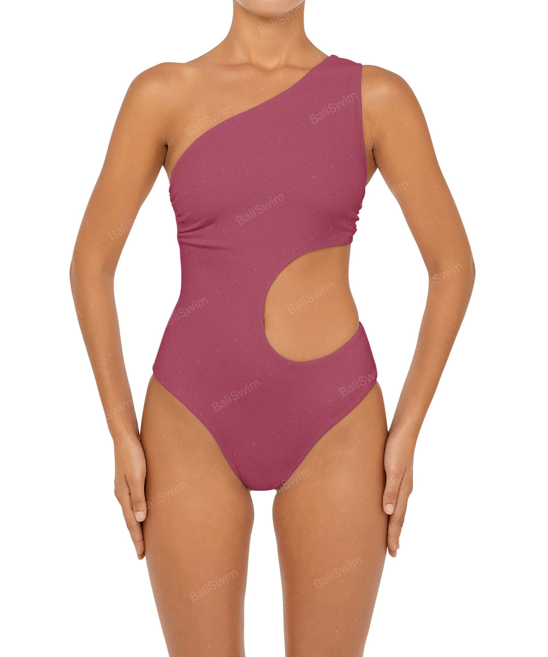 BSWS-S55 Asymmetrical Side Cutout Wrap Around One Piece