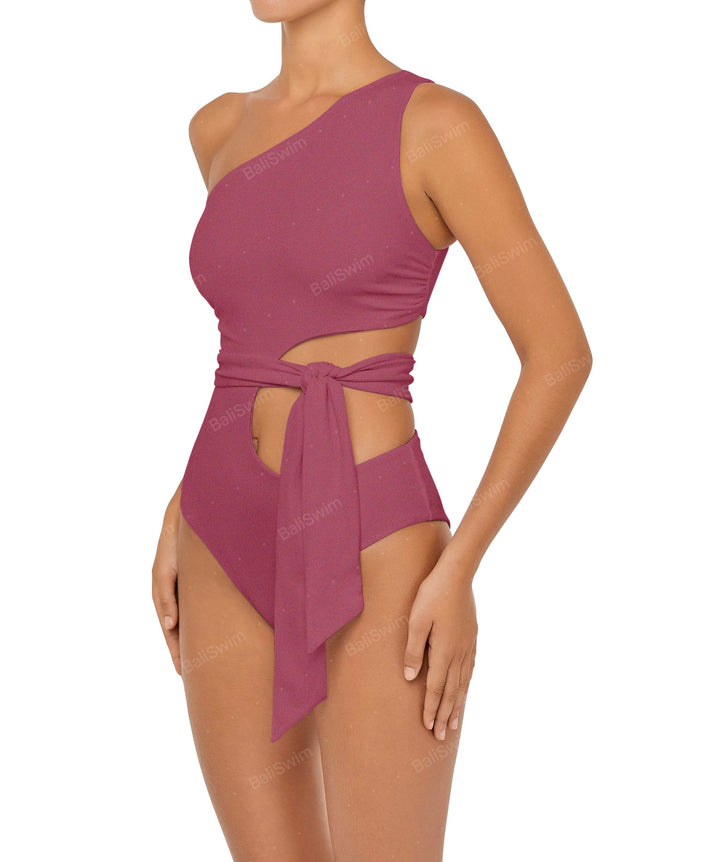BSWS-S55 Asymmetrical Side Cutout Wrap Around One Piece