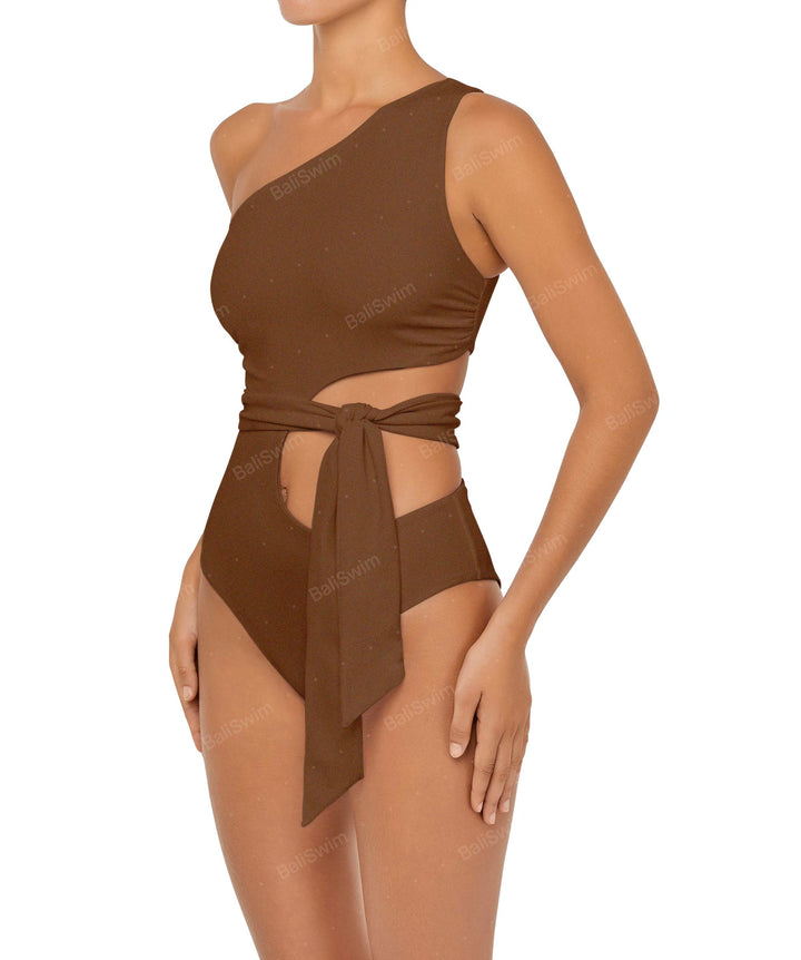 BSWS-S55 Asymmetrical Side Cutout Wrap Around One Piece