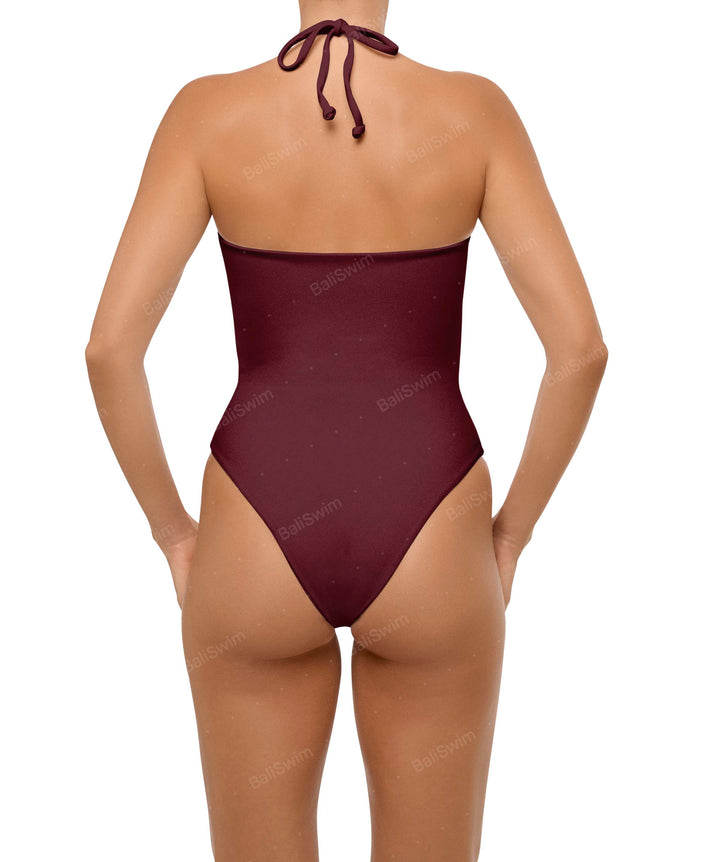 BSWS-S59 Bandeau Halter Asymmetrical Tunnel One Piece