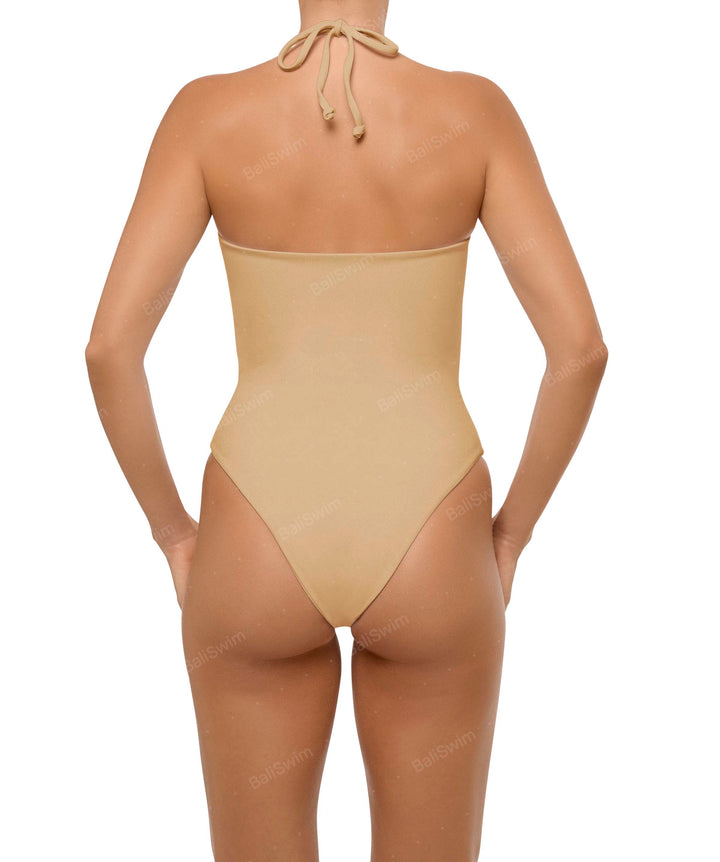 BSWS-S59 Bandeau Halter Asymmetrical Tunnel One Piece