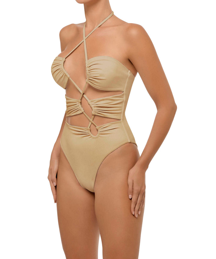 BSWS-S59 Bandeau Halter Asymmetrical Tunnel One Piece
