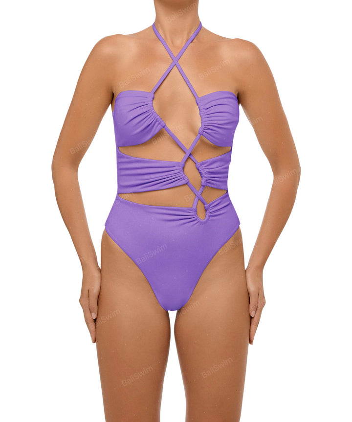 BSWS-S59 Bandeau Halter Asymmetrical Tunnel One Piece