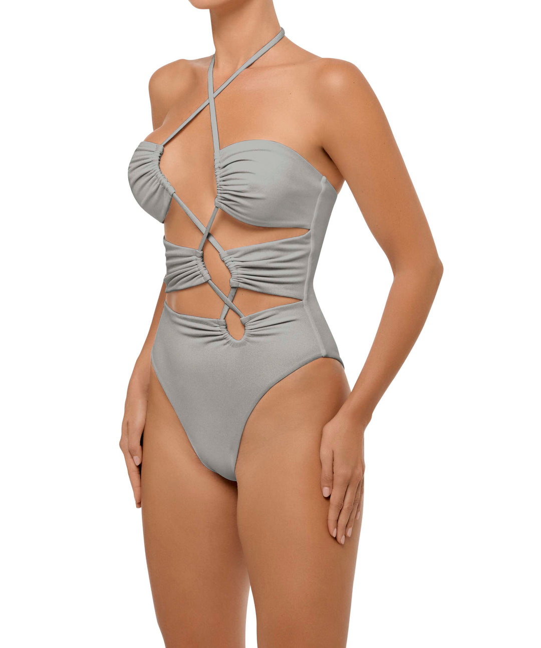 BSWS-S59 Bandeau Halter Asymmetrical Tunnel One Piece