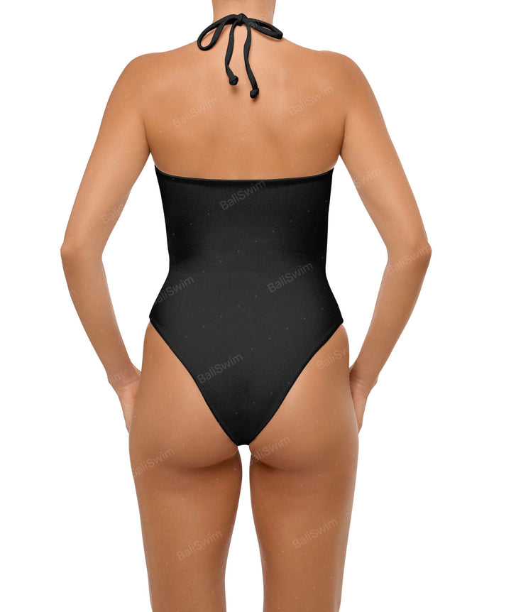 BSWS-S59 Bandeau Halter Asymmetrical Tunnel One Piece