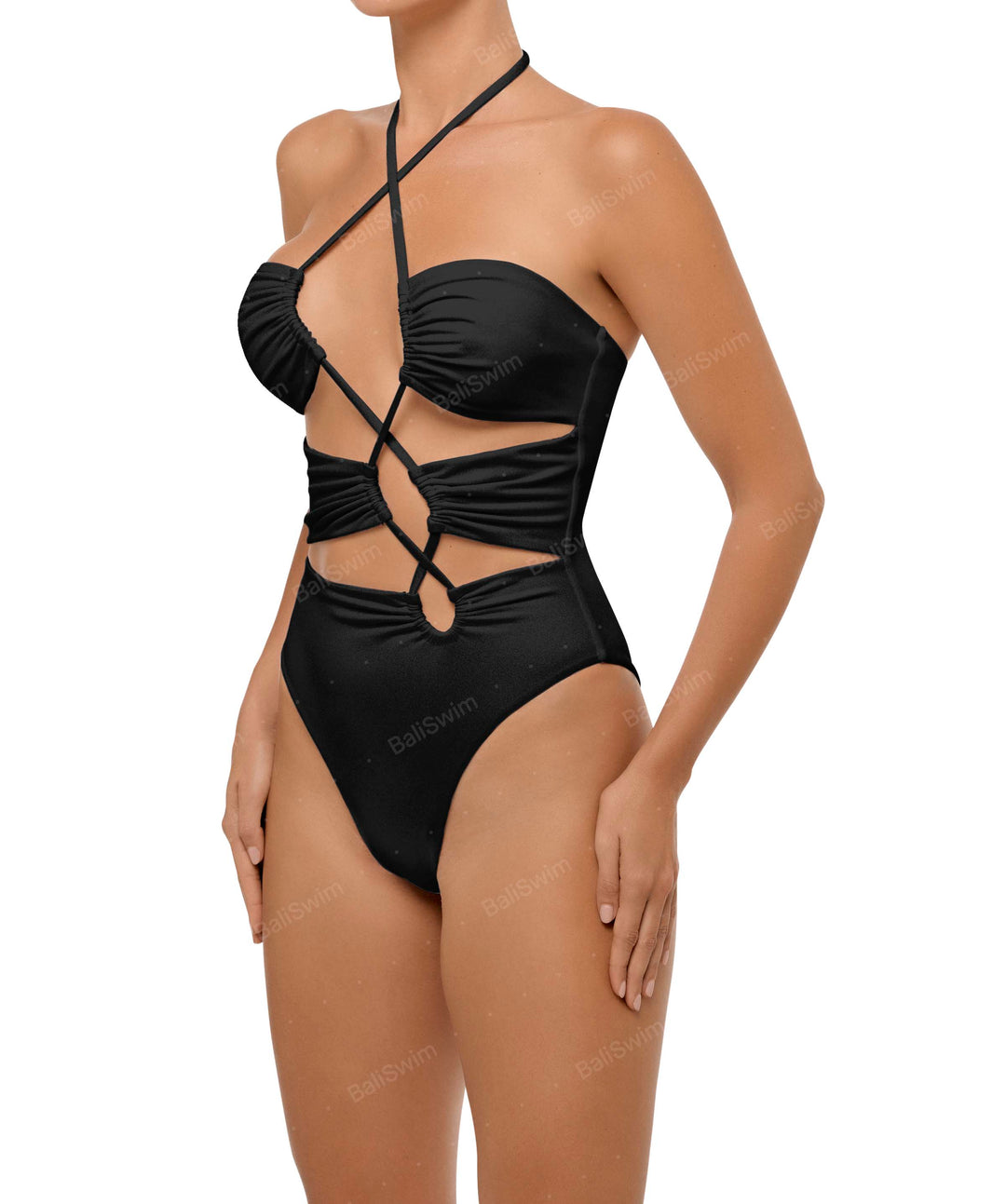 BSWS-S59 Bandeau Halter Asymmetrical Tunnel One Piece