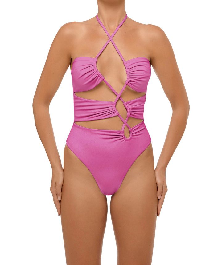BSWS-S59 Bandeau Halter Asymmetrical Tunnel One Piece