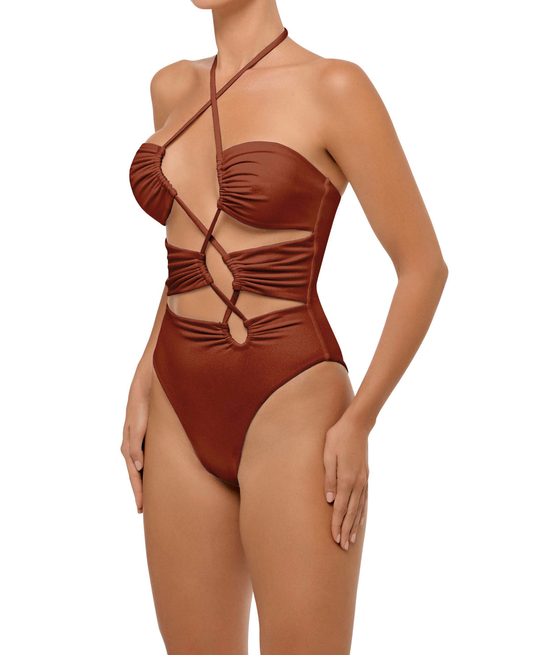 BSWS-S59 Bandeau Halter Asymmetrical Tunnel One Piece