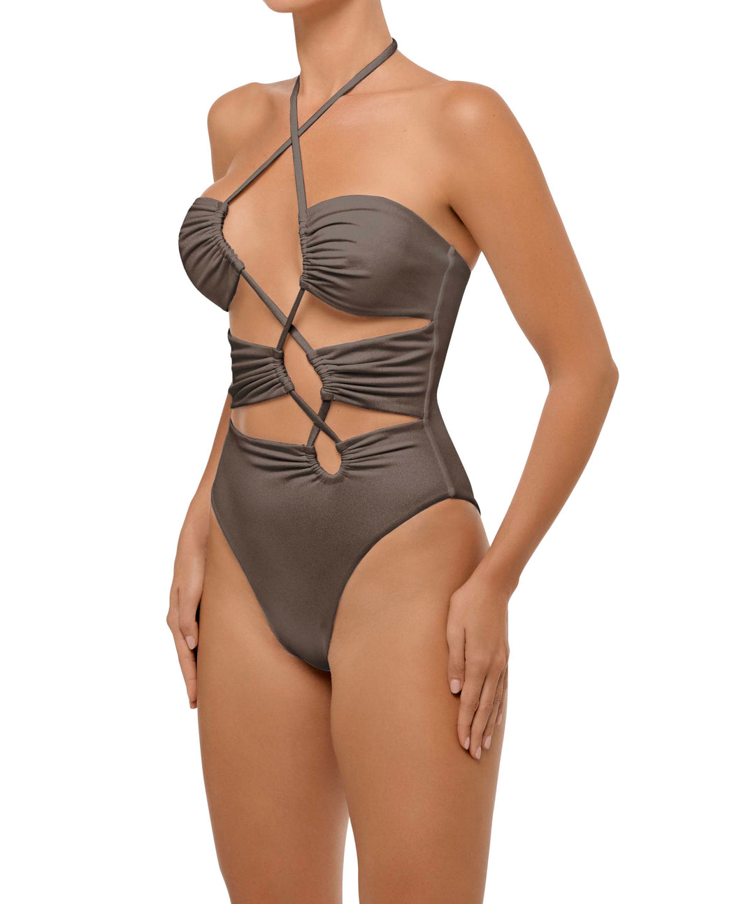BSWS-S59 Bandeau Halter Asymmetrical Tunnel One Piece
