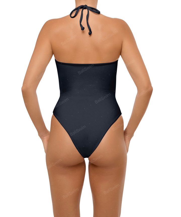 BSWS-S59 Bandeau Halter Asymmetrical Tunnel One Piece