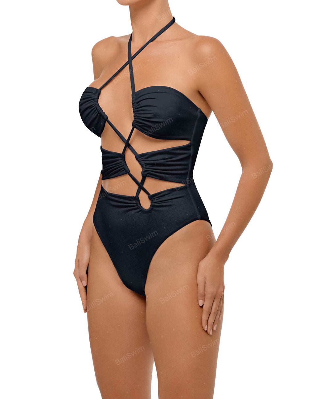 BSWS-S59 Bandeau Halter Asymmetrical Tunnel One Piece