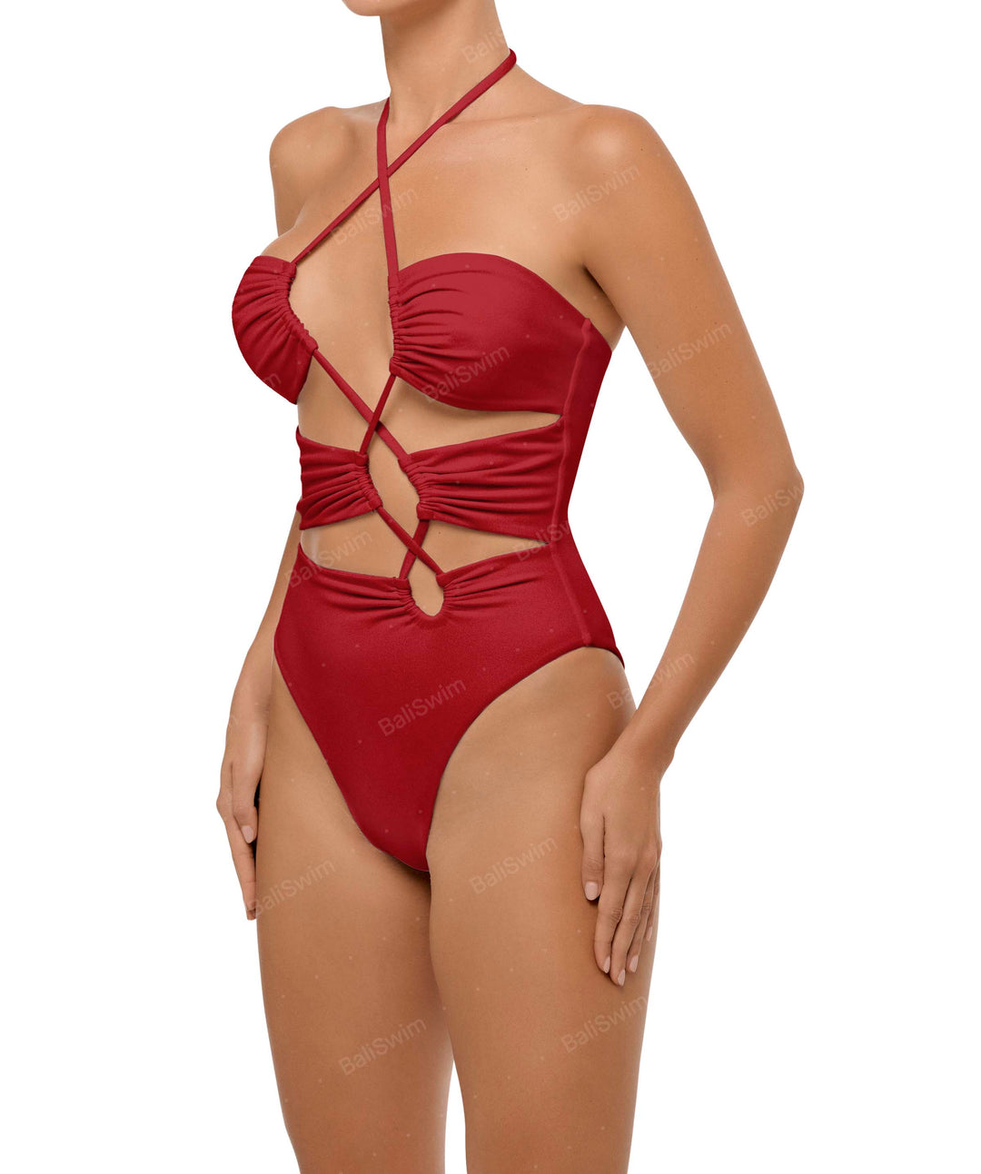 BSWS-S59 Bandeau Halter Asymmetrical Tunnel One Piece
