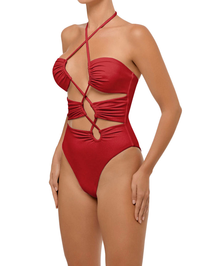 BSWS-S59 Bandeau Halter Asymmetrical Tunnel One Piece
