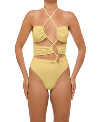 BSWS-S59 Bandeau Halter Asymmetrical Tunnel One Piece