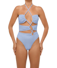 BSWS-S59 Bandeau Halter Asymmetrical Tunnel One Piece