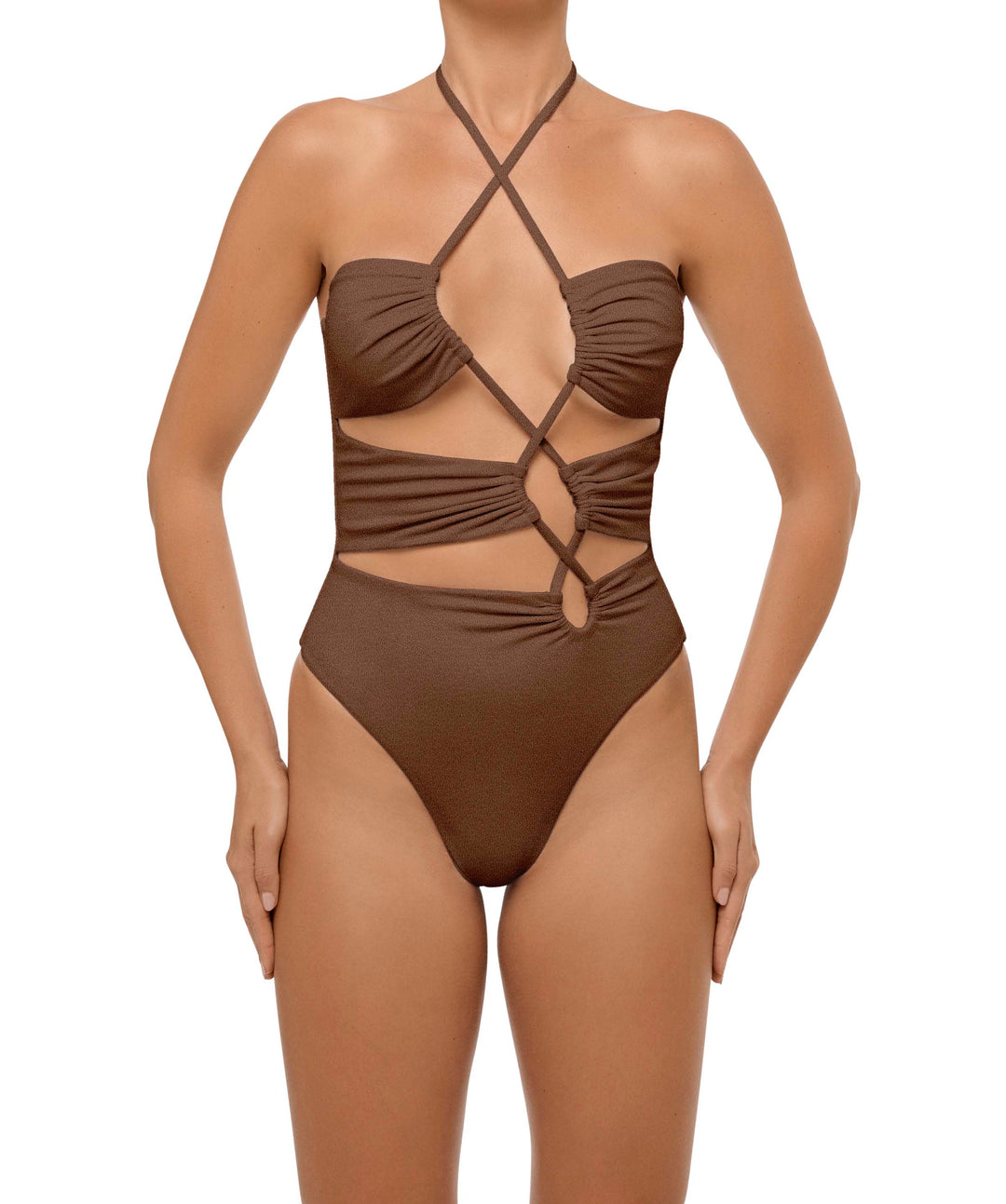 BSWS-S59 Bandeau Halter Asymmetrical Tunnel One Piece