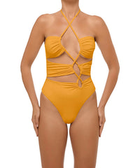 BSWS-S59 Bandeau Halter Asymmetrical Tunnel One Piece